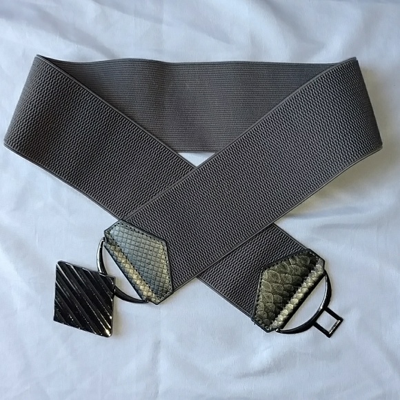 VTG 80s Mod Geometric Buckle Belt - Picture 3 of 4