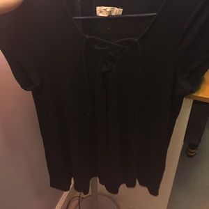 black lace up t shirt