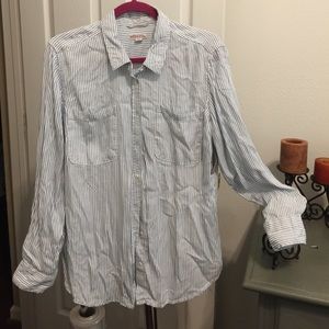 Merona XL Indigo stripe button up shirt