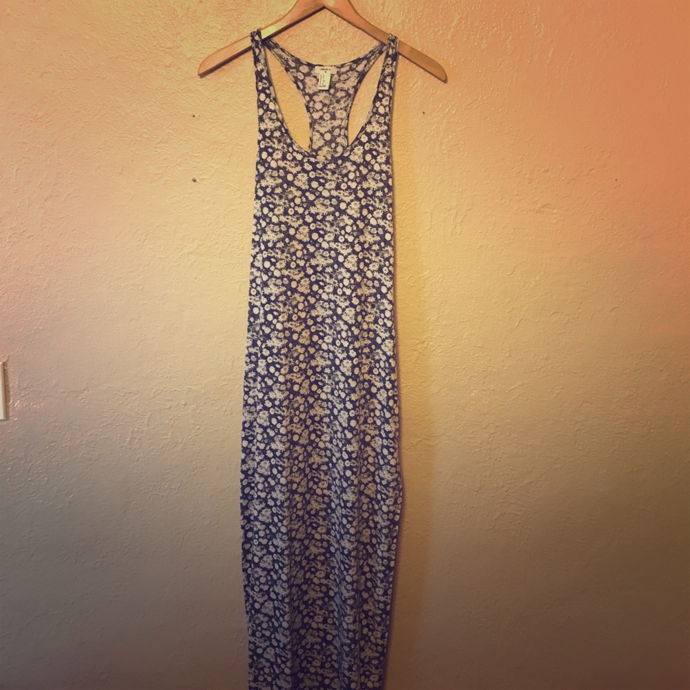 Side Slit Racerback Floral Maxi Dress
