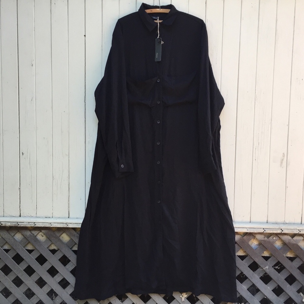 Aakasha black maxi duster dress plus size 3XL NWT