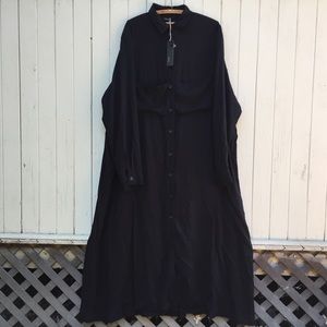 Aakasha black maxi duster dress plus size 3XL NWT