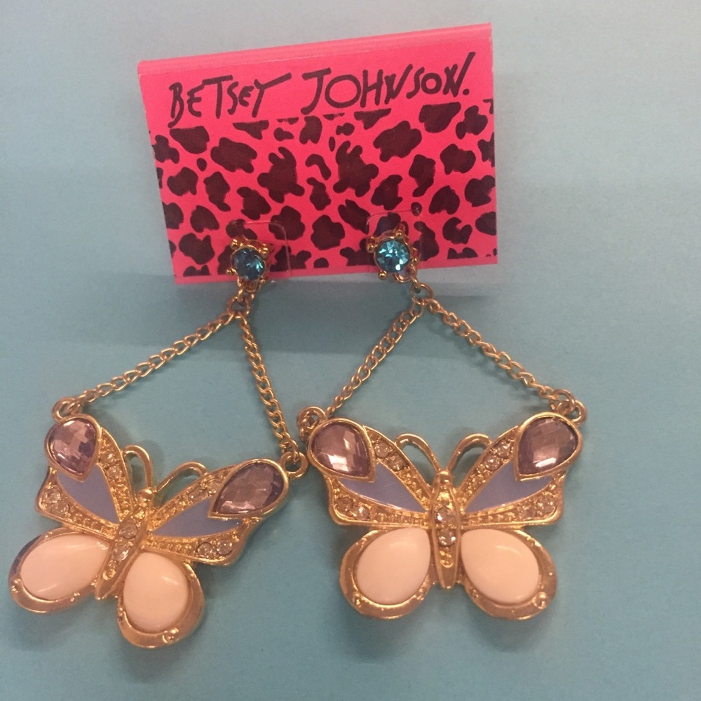 New Betsey Johnson large butterfly earrings
