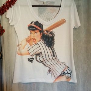 Bettie page v-neck t shirt by Shirley of Hollywood