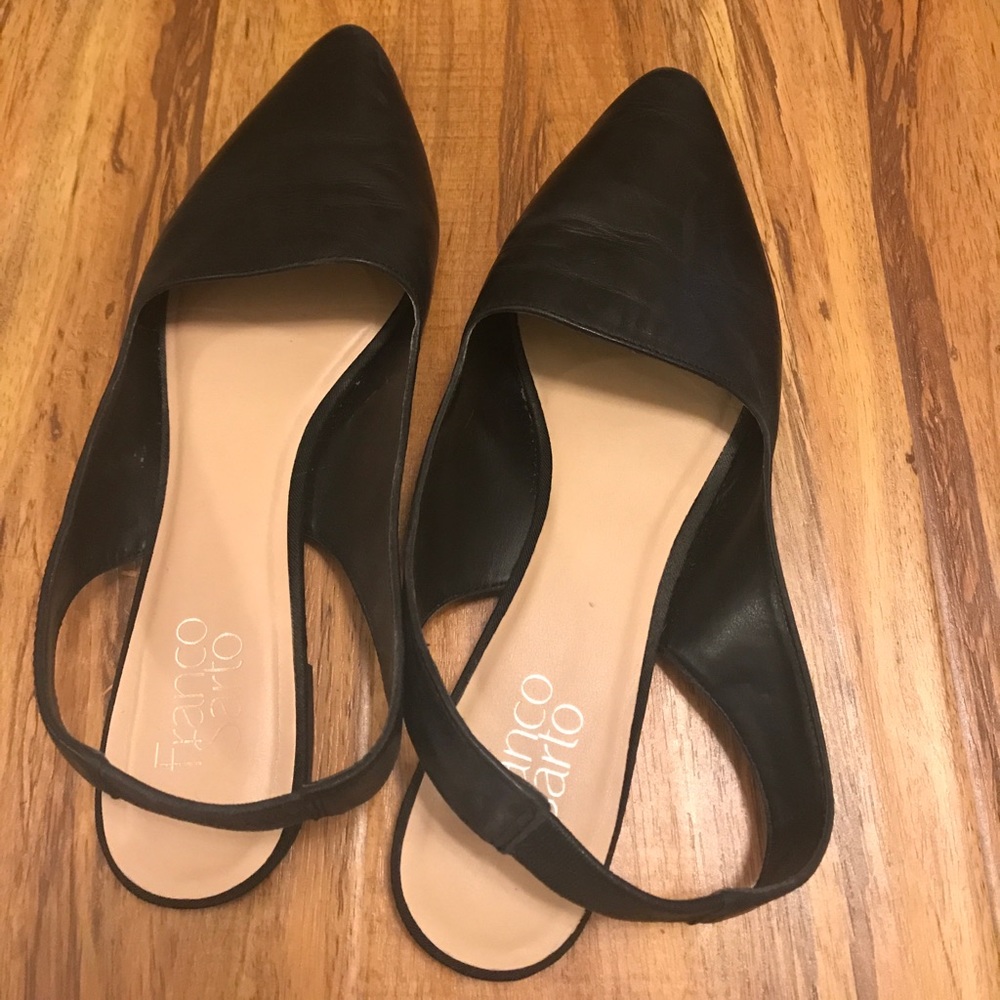 Franco sarto black leather sling backs