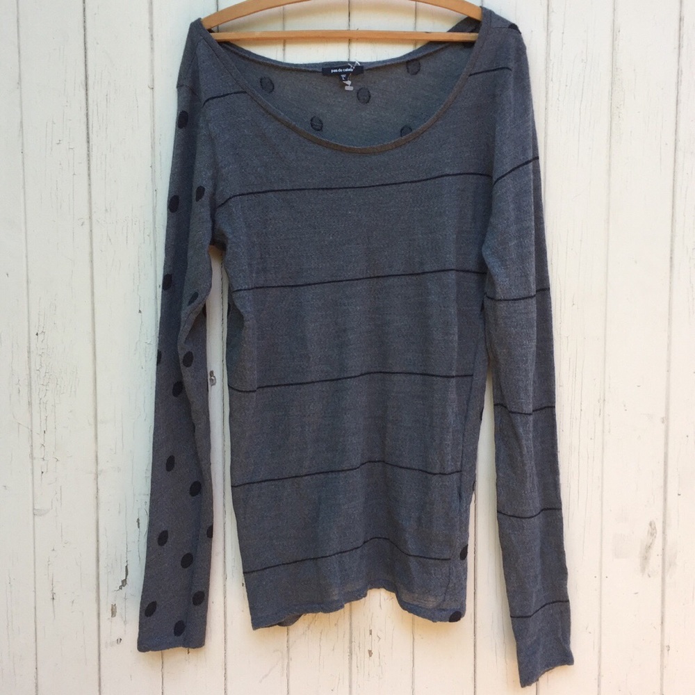 Pas de Calais Japan stripe & polka dot sweater L