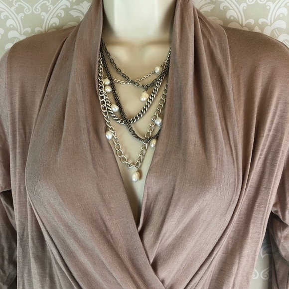 Taupe Fitted Wrap Top Sz S, M, L, XL, 1X, 2X & 3X - Picture 3 of 6