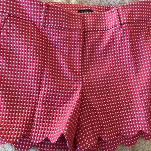 Ann Taylor scalloped pink polka dot shorts .