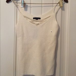 American Eagle cream cris cross tank top