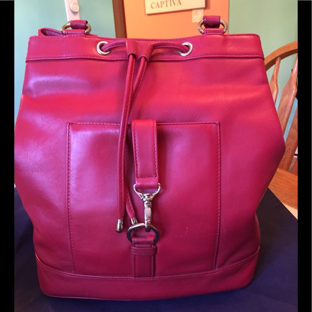 Talbots Red Leather Bucket Bag