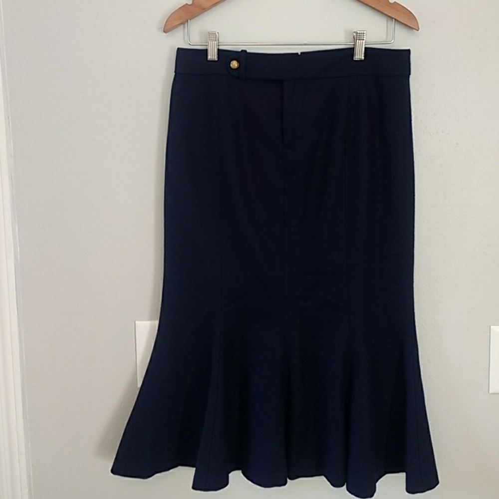 NWT Vintage Dark Navy Blue 100% Wool Midi Shirt