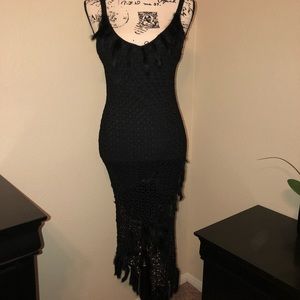 Crocheted sexy dress with mink like accents!