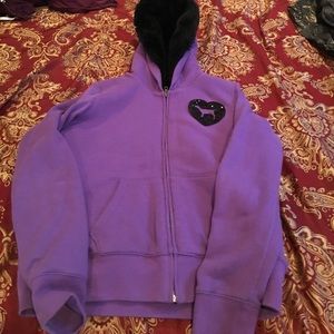 Purple , faux fur lined pink hoody