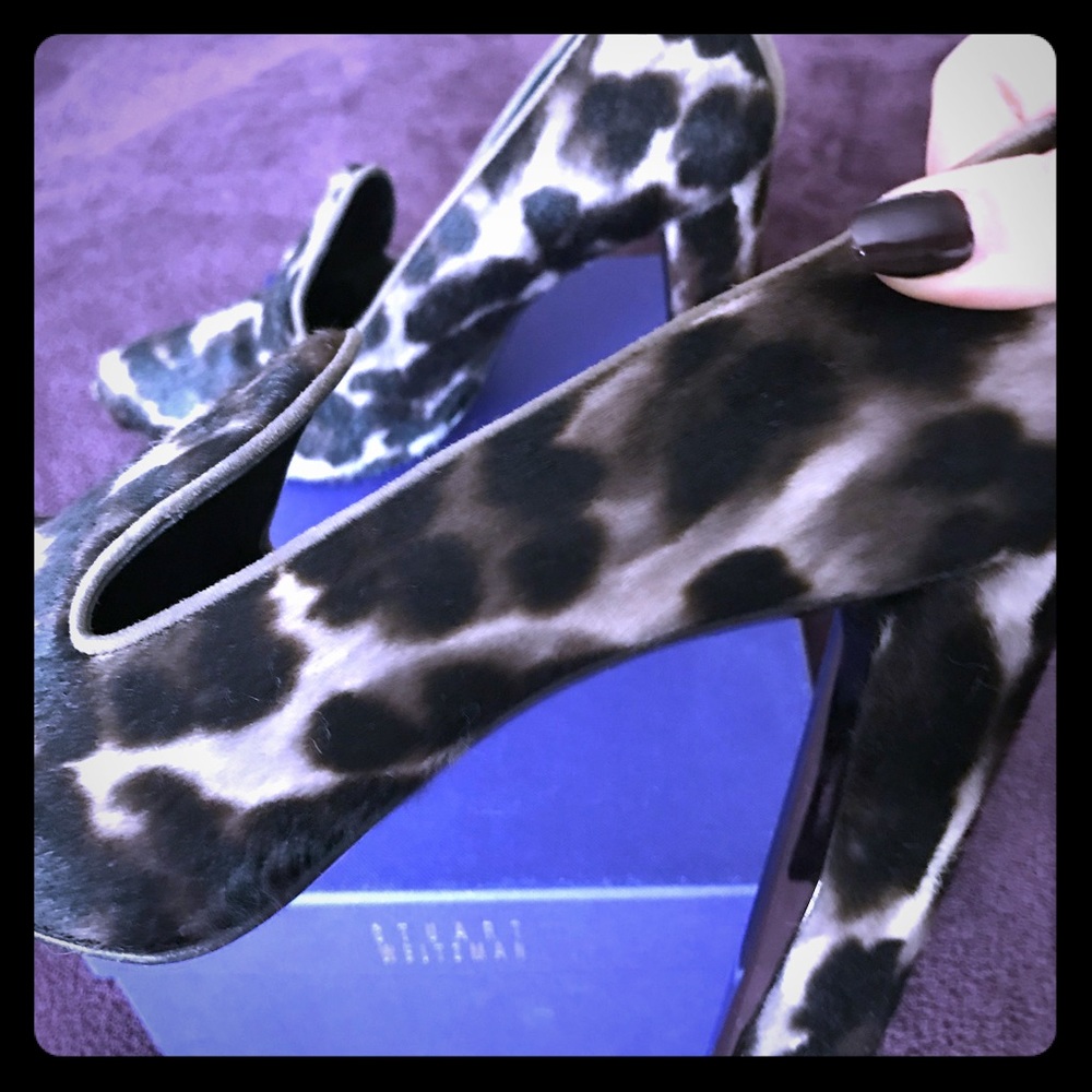 Stuart Weitzman pumps with pony fur.