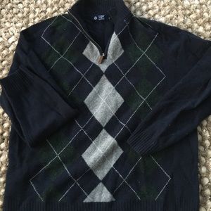 Men's JCrew Argyle Navy Lambswool Sweater