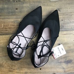 !NWT Zara Basic Black Pointed Woman’s Flats, 6.5 