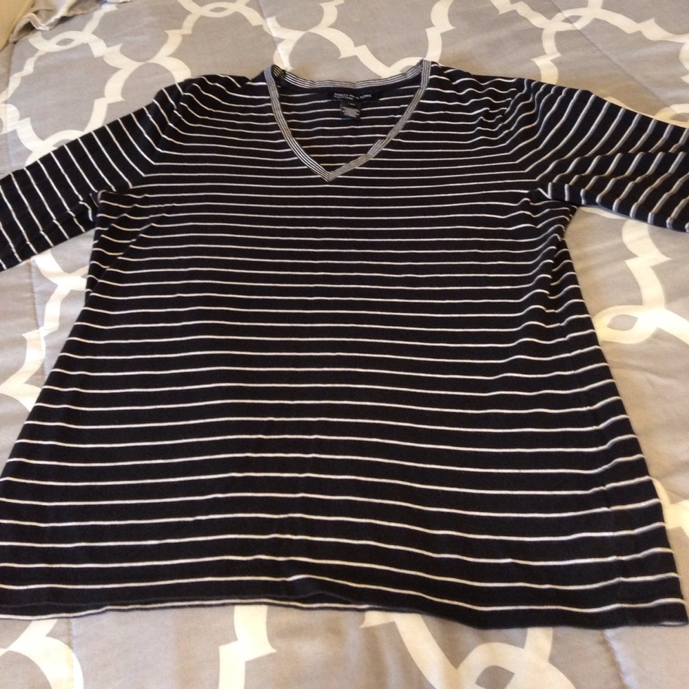 3/4 sleeve stretchy striped top