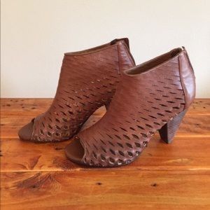 Leather Peep Toe Booties