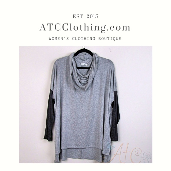 Cowl Neck Tunic Top with Contrast Long Sleeves - Picture 1 of 5