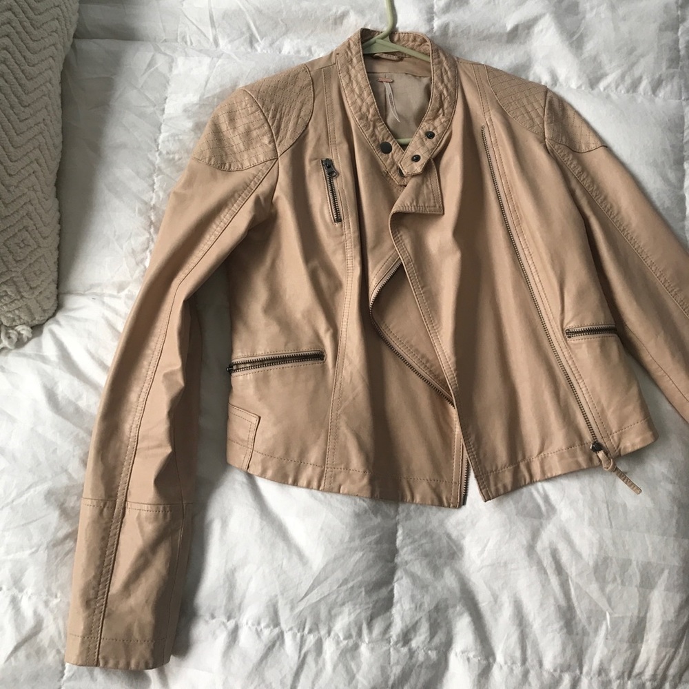 Free people dusty pink leather jacket