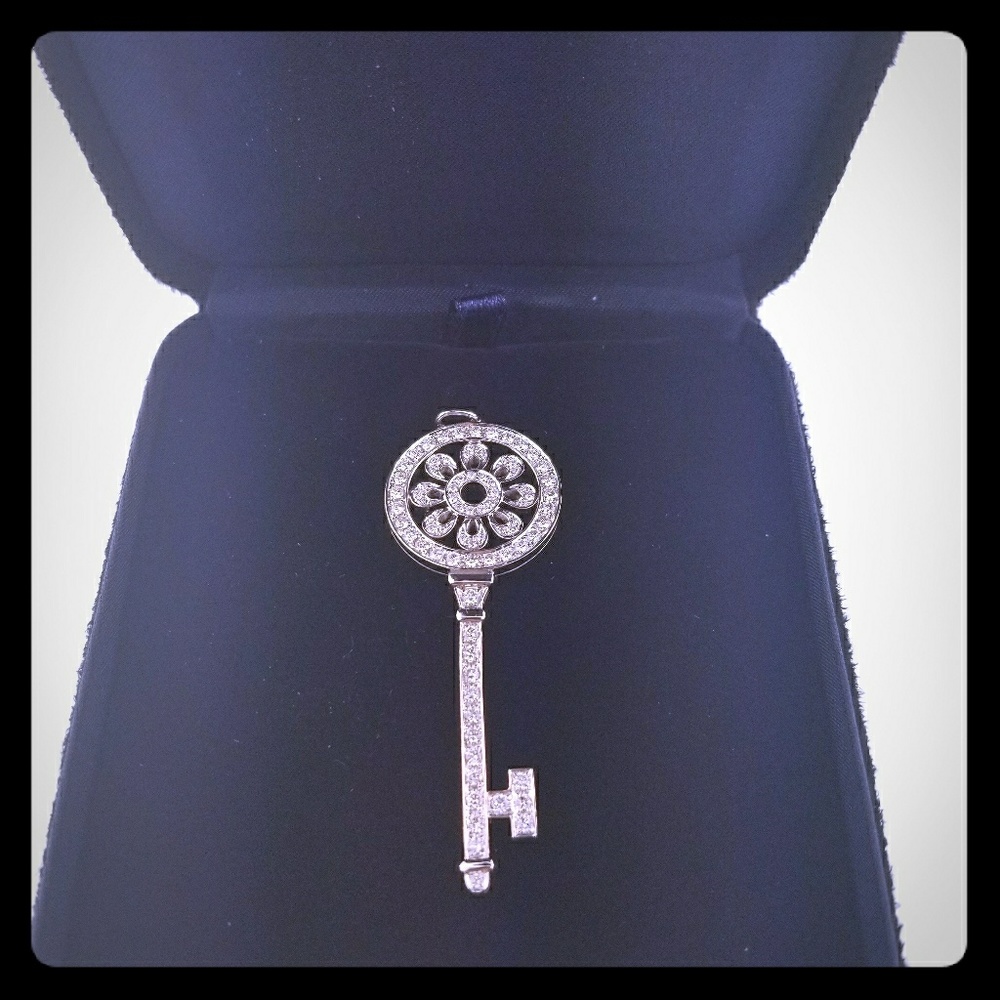 Tiffany & Co. Platinum Petal Key Diamond Pendant