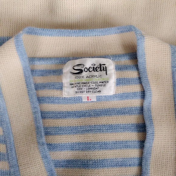 VTG 70s Space Dye Varsity Stripe Cardigan L - Picture 5 of 5