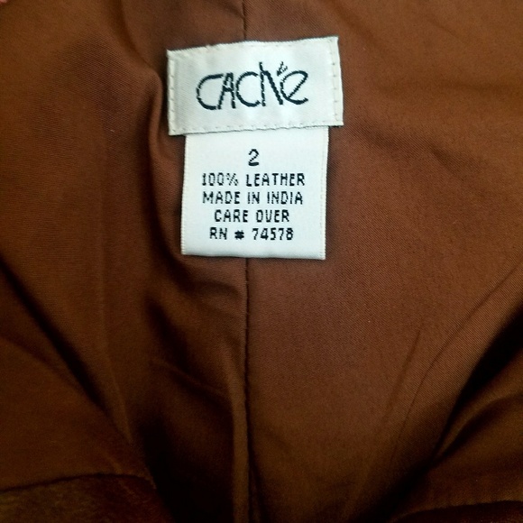 Caché Leather Bronze Flare Pants size 2 - Picture 8 of 8