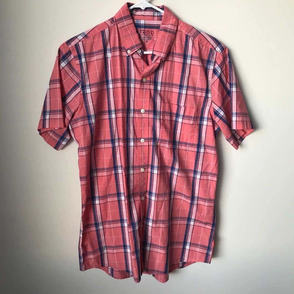 Pink and Blue Plaid Button Down Shirt