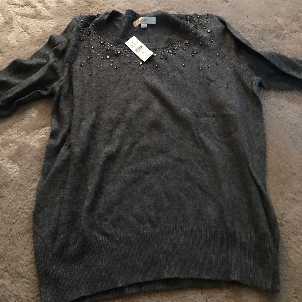 Grey Jeweled Sweater