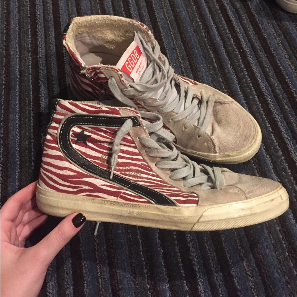 Golden Goose high top sneakers red zebra