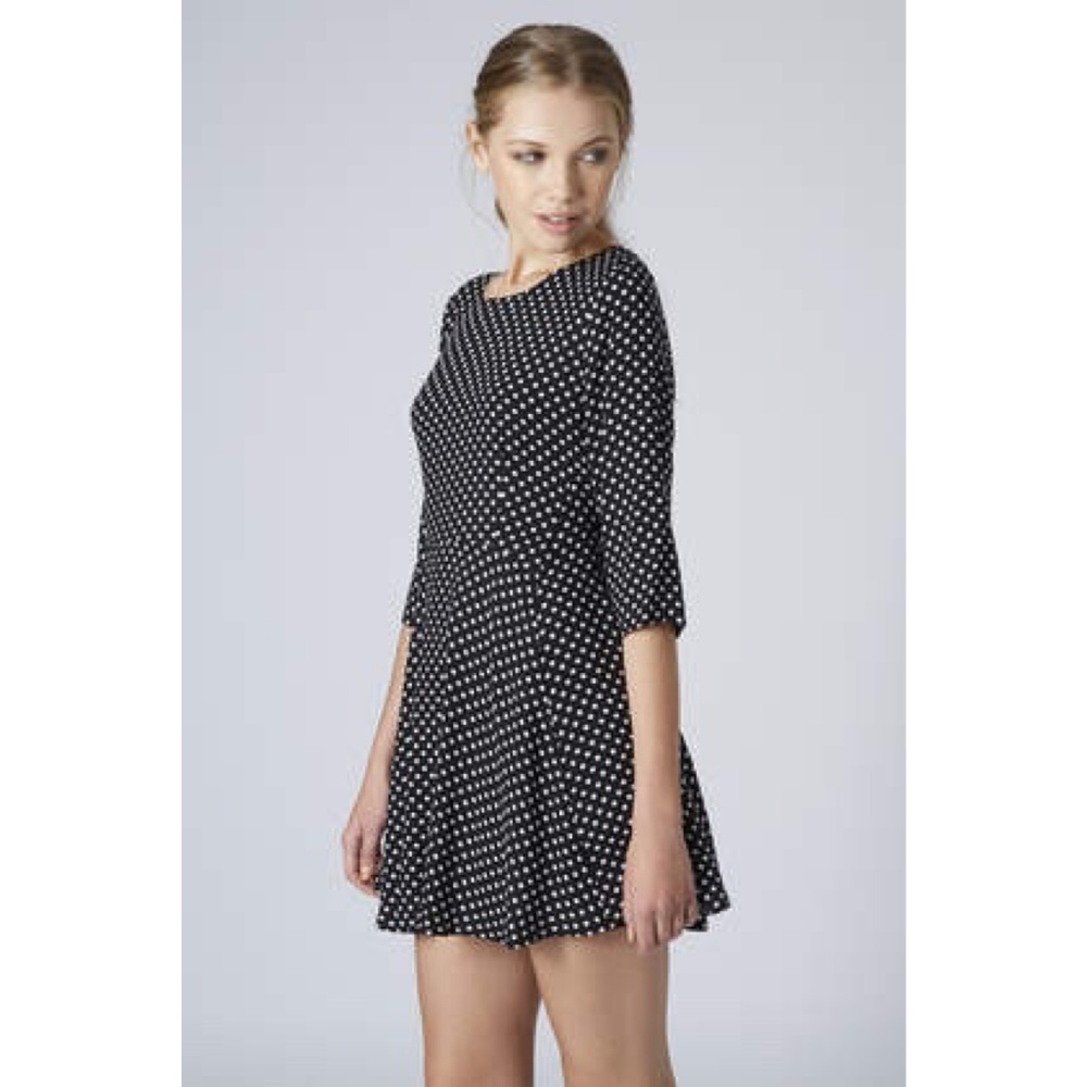❌SOLD❌ Petite Spotty Print Black Swing Dress
