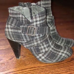 DIBA black plaid heel booties