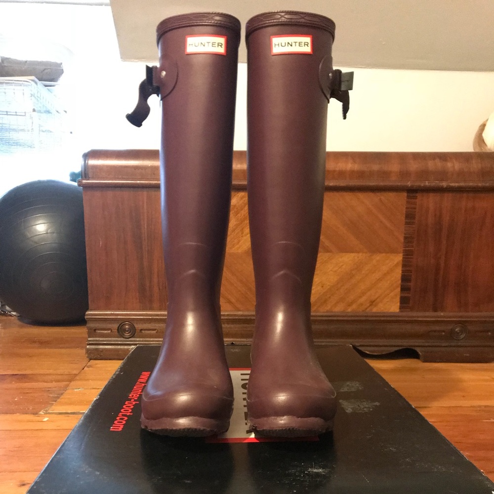 Tall purple Hunter boots
