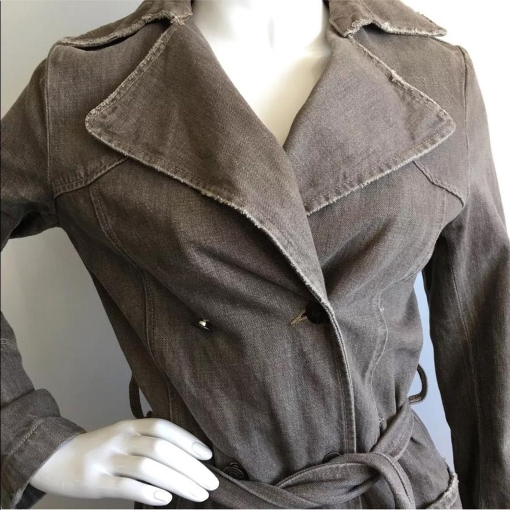 James Jeans Distressed Denim Trench Coat SZ P