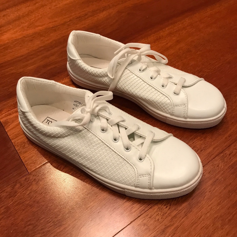 Topshop white faux lizard skin sneakers