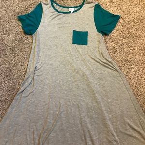 Lularoe Carly small solid gray with dark teal