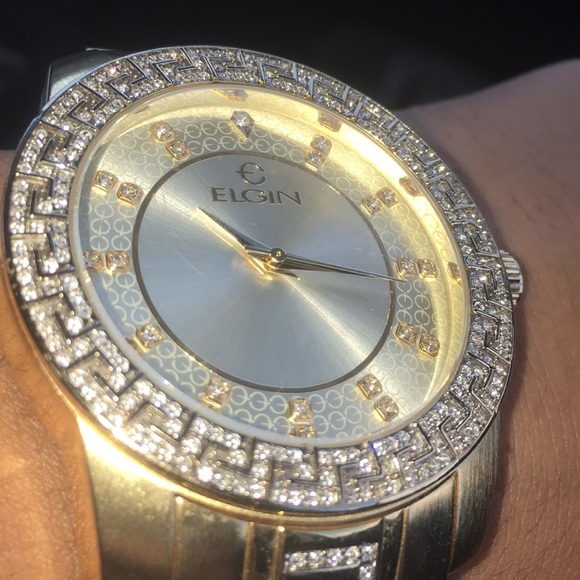 Gold diamond Elgin watch. Japan movement - Picture 2 of 3