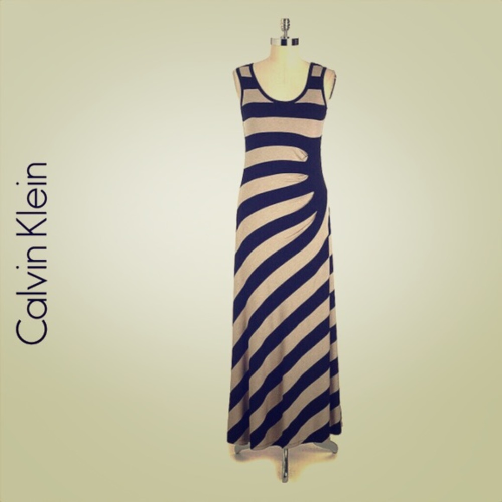 Calvin Klein maxi dress black & tan