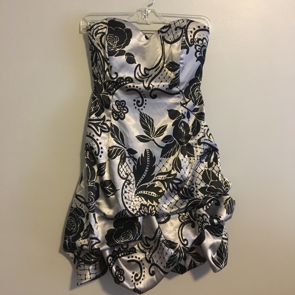 Shiny Black and grey floral dress