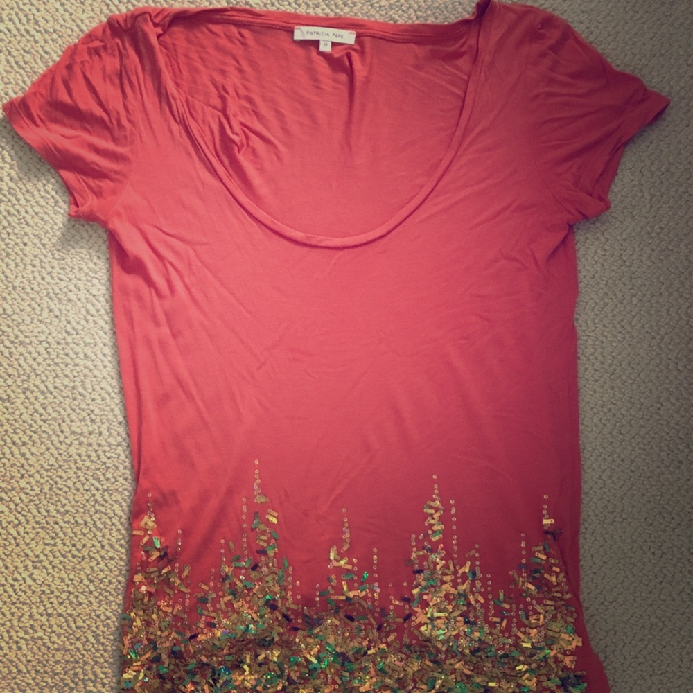 Patrizia Pepe pink tee shirt with glitters