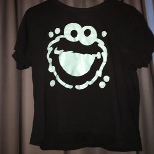 cookie monster black crop top!