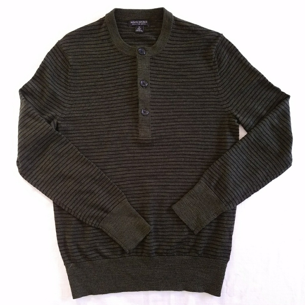 Banana Republic Merino Wool striped henley sweater