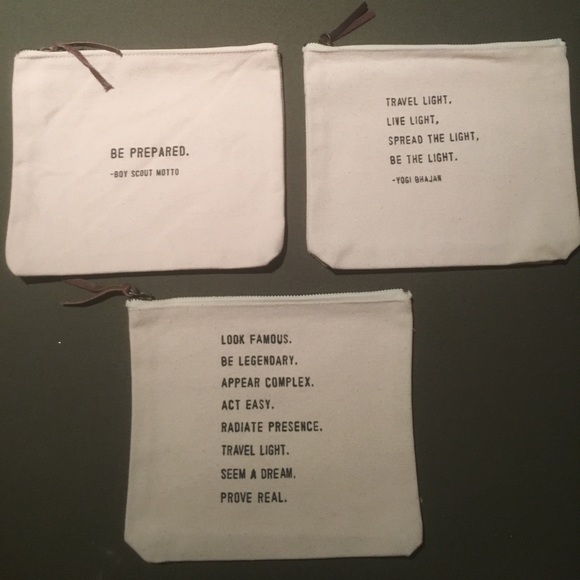 3 canvas makeup bags NWT