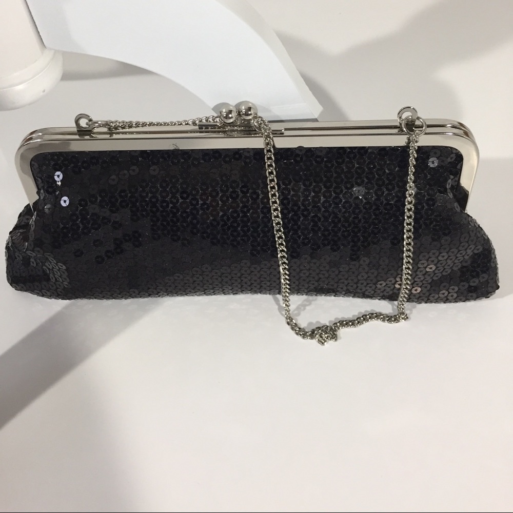 LOFT Black Sequin Clutch