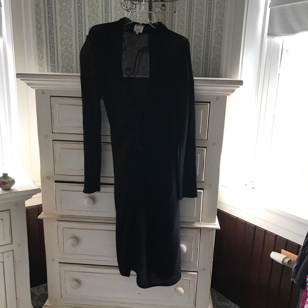 Lightweight duster length tie front cardigan