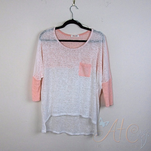 Clearance Pink and White Light Weight Sweater Top - Picture 2 of 6