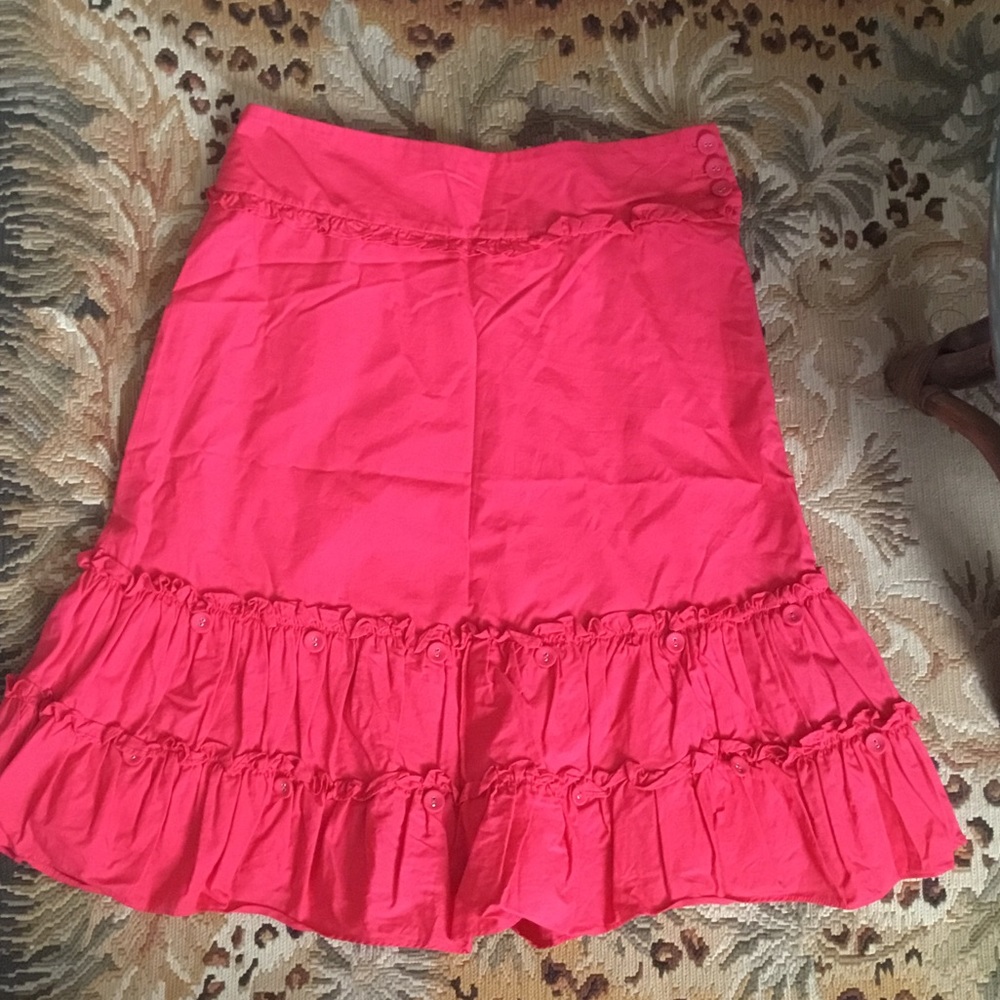 Anthropologie Hot Pink Elevenses Button Skirt