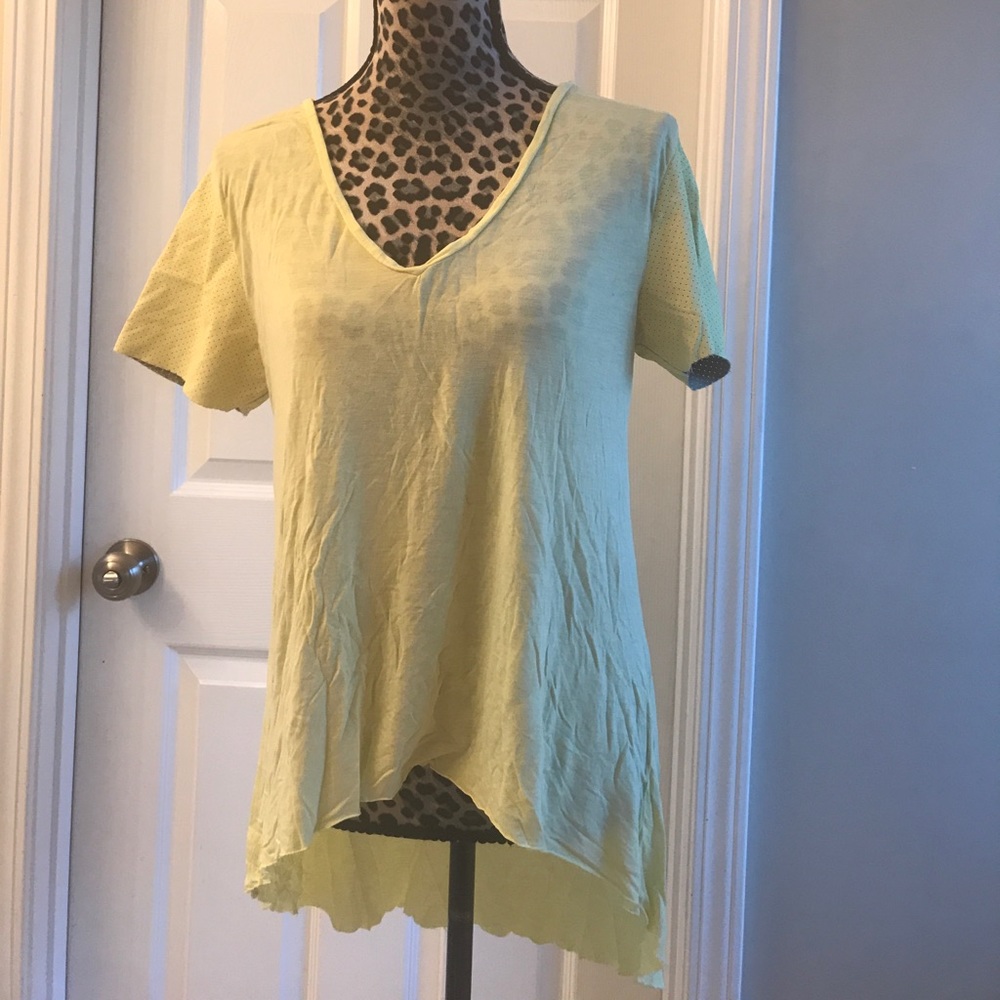 Bcbgeneration Top  leather-like sleeves Sz L