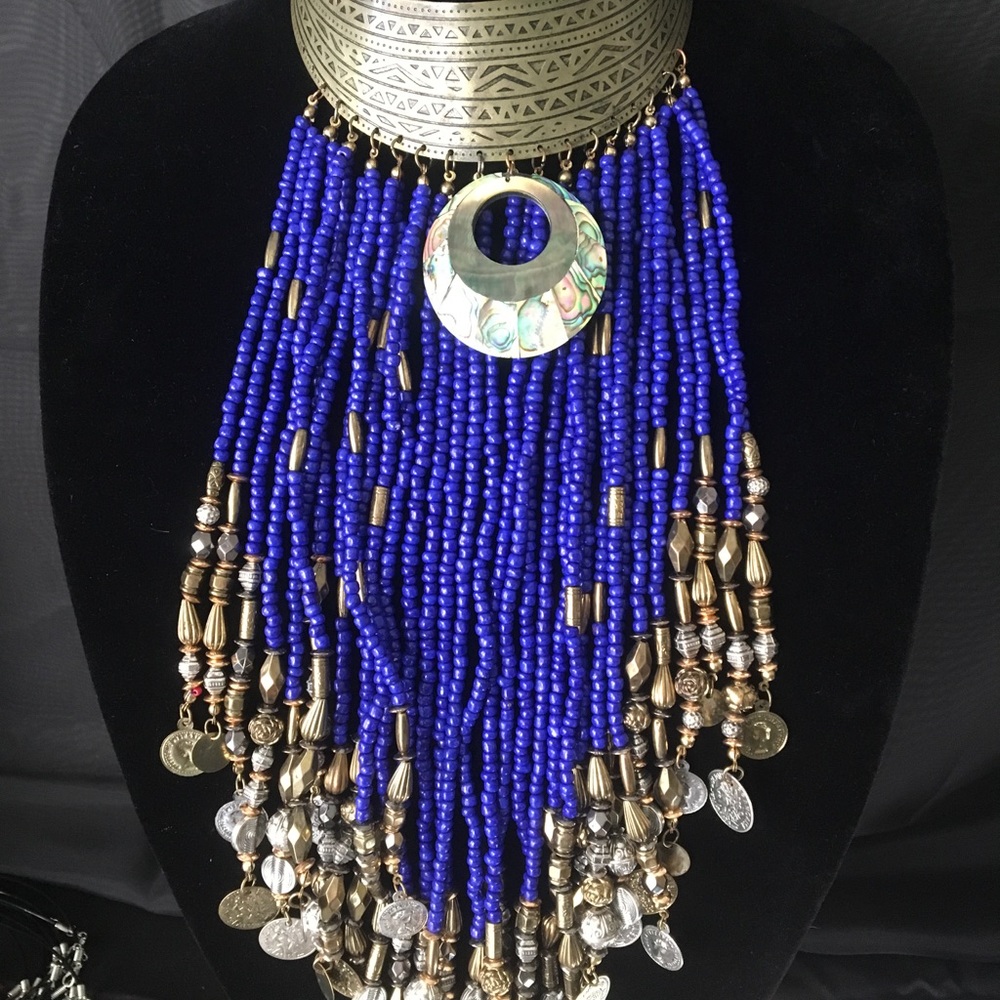 Way Long Beaded Festival Gypsy Jingly Necklace