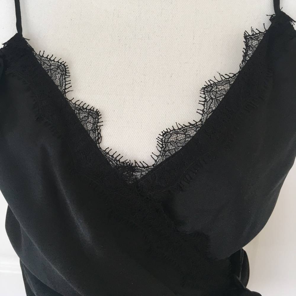 SINGLE Black Side Tie Silk Top - Picture 3 of 7
